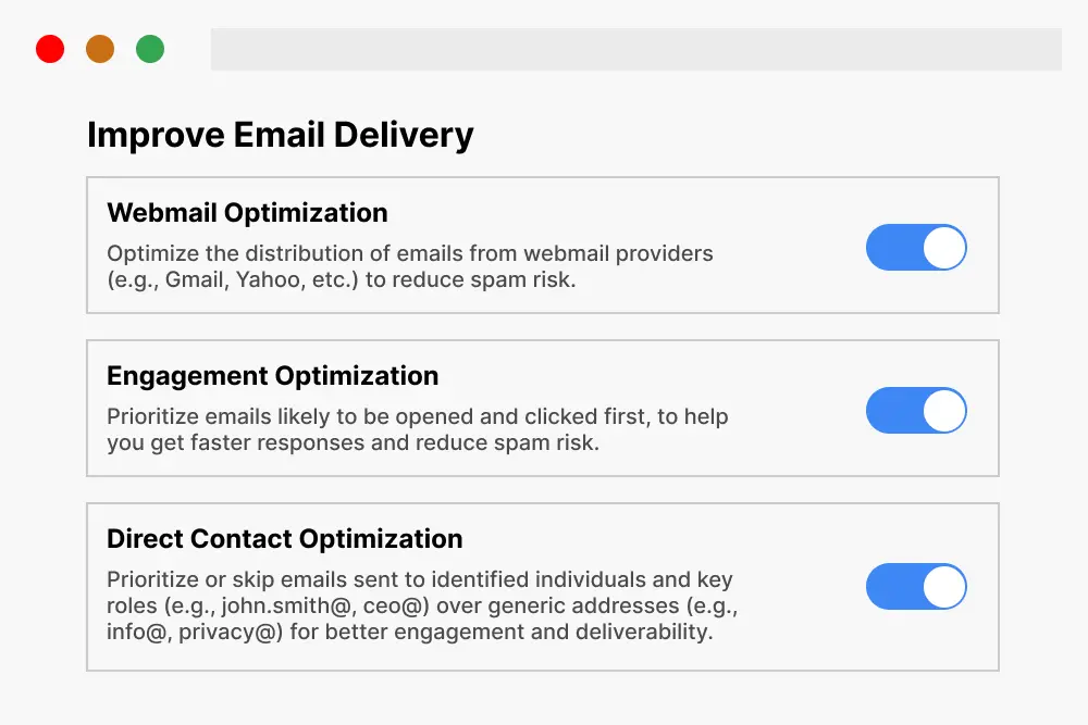 Smart routing and spam avoidance settings